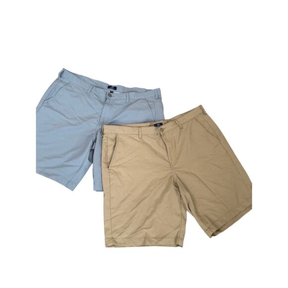GEORGE men's shorts khaki and blue nylon Golf shorts SZ 38" set of 2 - Picture 1 of 6